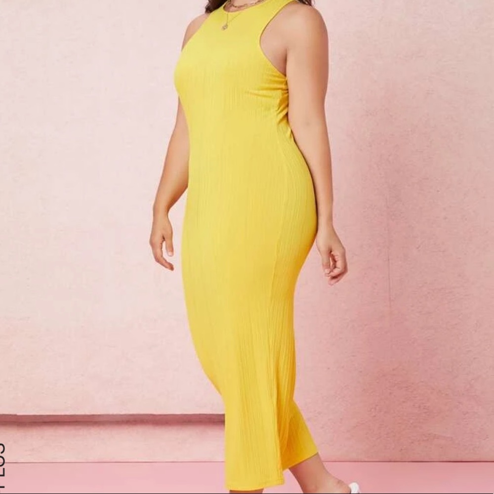 Sexy Yellow Ribbed Maxi Dress